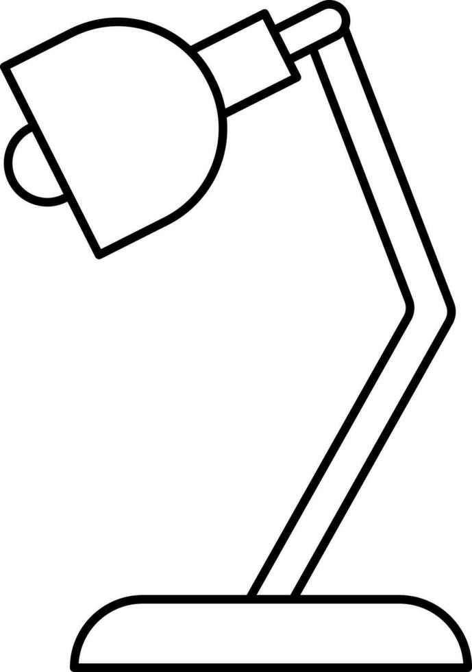 Black Line Art Of Desk Lamp Icon. vector