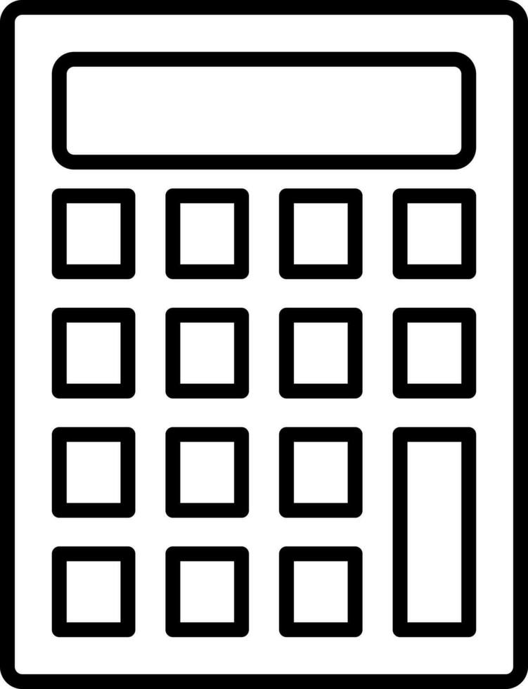 Black Outline Illustration Of Calculator Icon. vector
