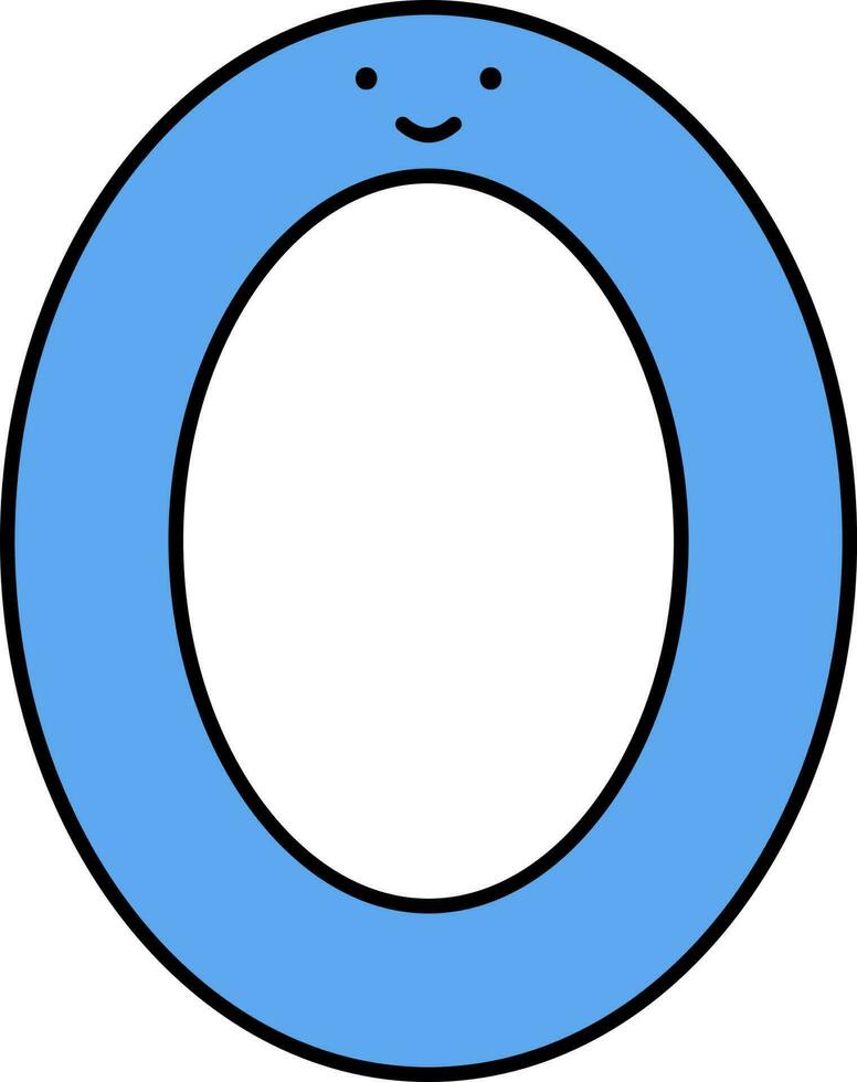 Funny Zero Number Icon In Blue Color. vector