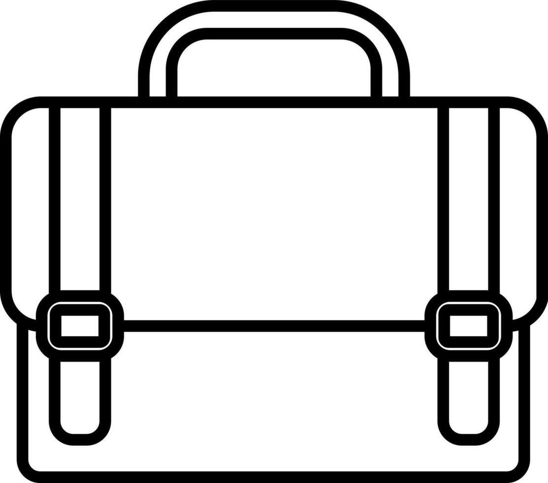 Retro School Bag Icon In Black Thin Line Art. vector