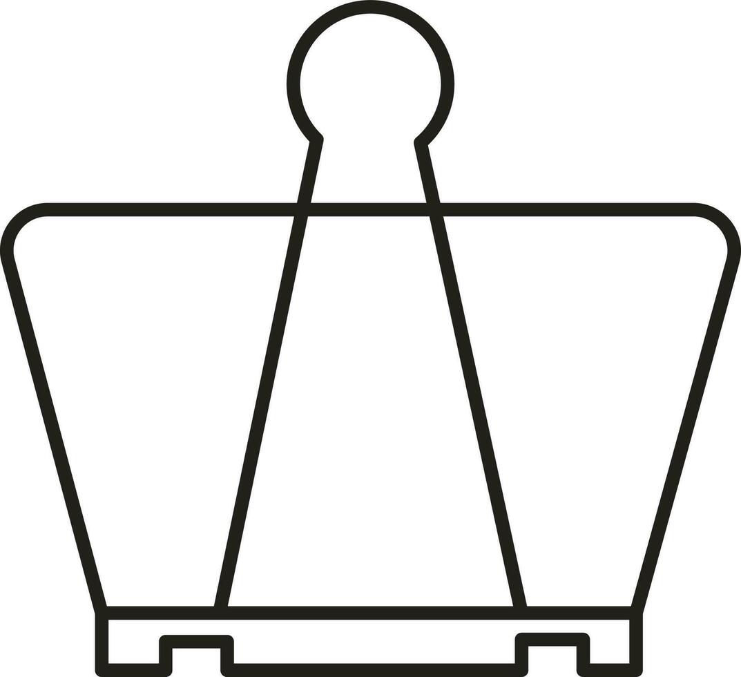 Black Thin Line Art Paper Binder Clip Icon. vector