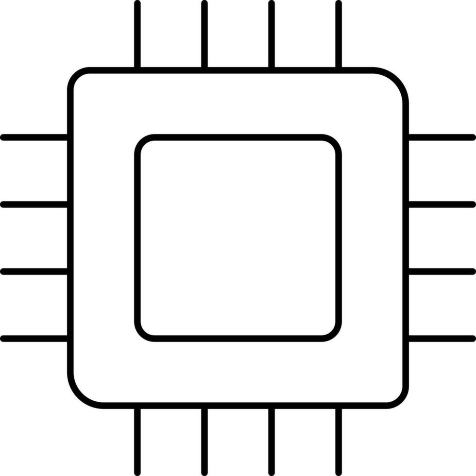 Isolated Chip Icon In Black Thin Line Art. vector