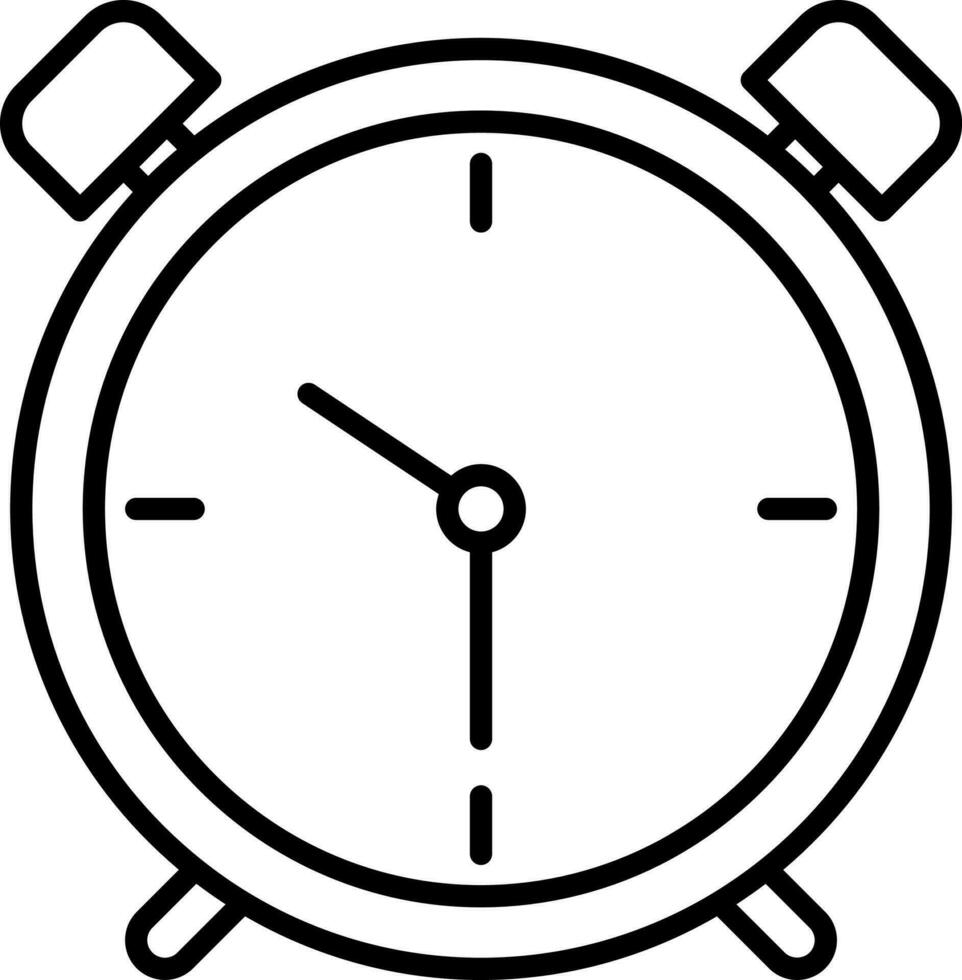 Black Linear Style Alarm Clock Icon. vector