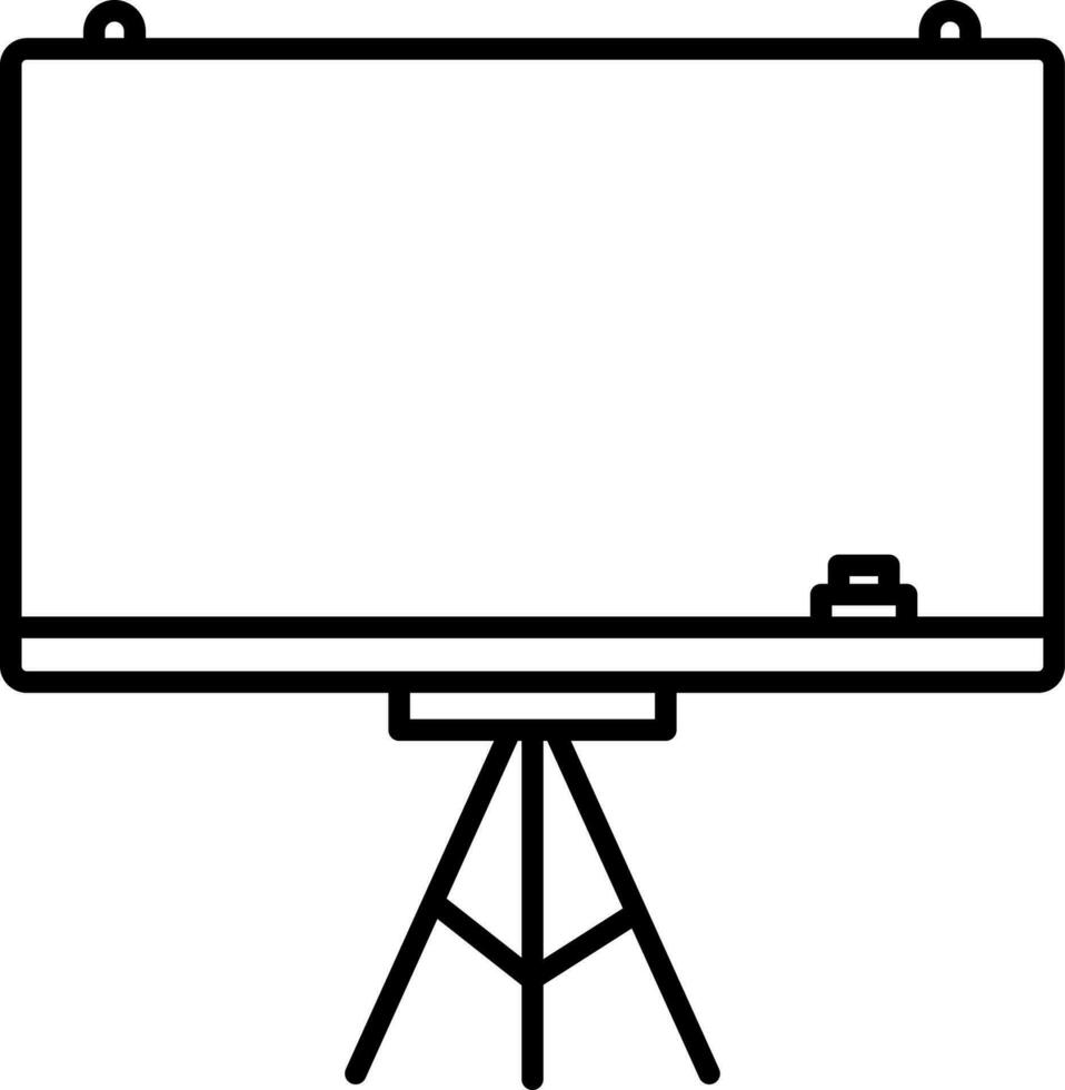 Black Line Art Chalkboard With Tripod Icon. vector