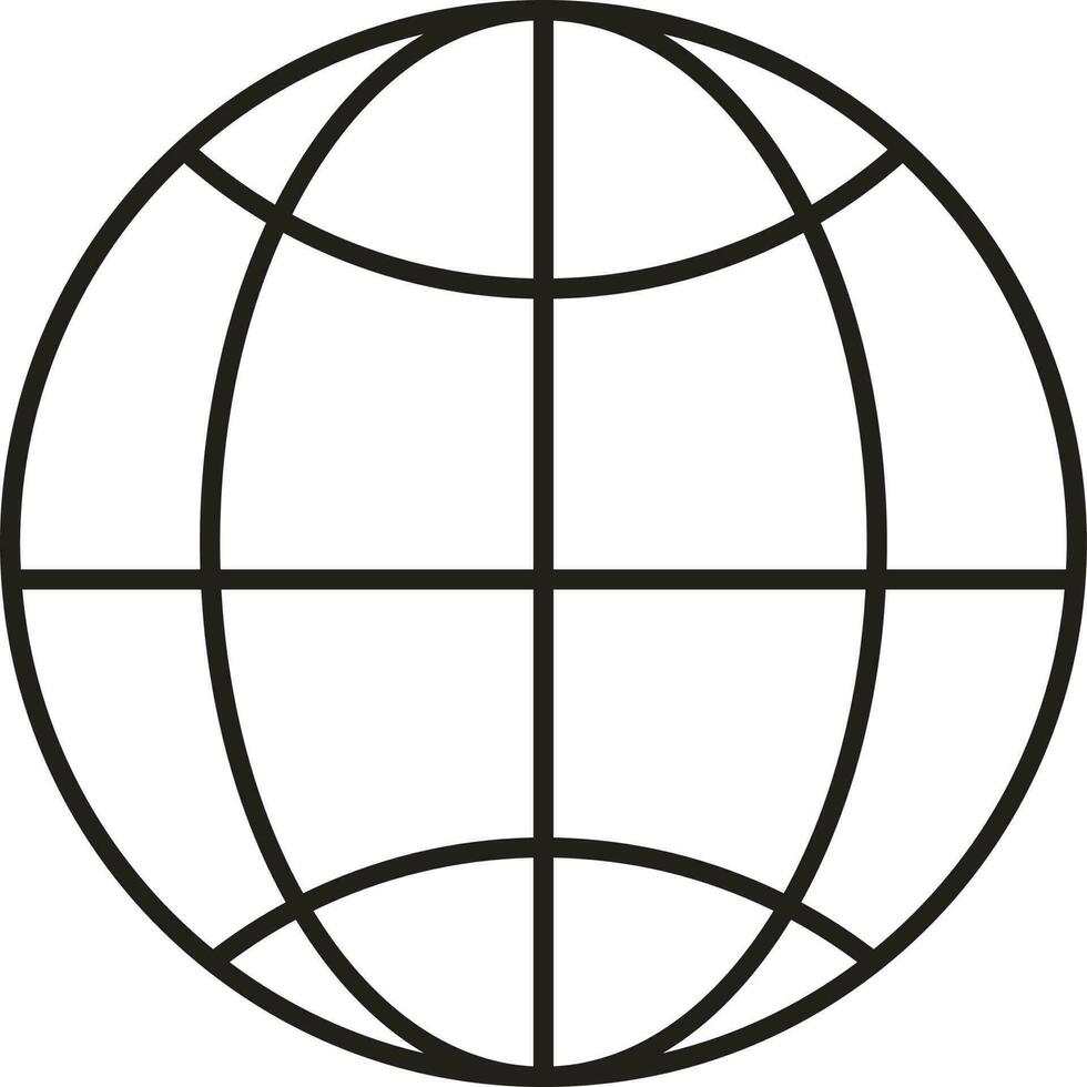 Black Linear Style Globe Icon Or Symbol. vector