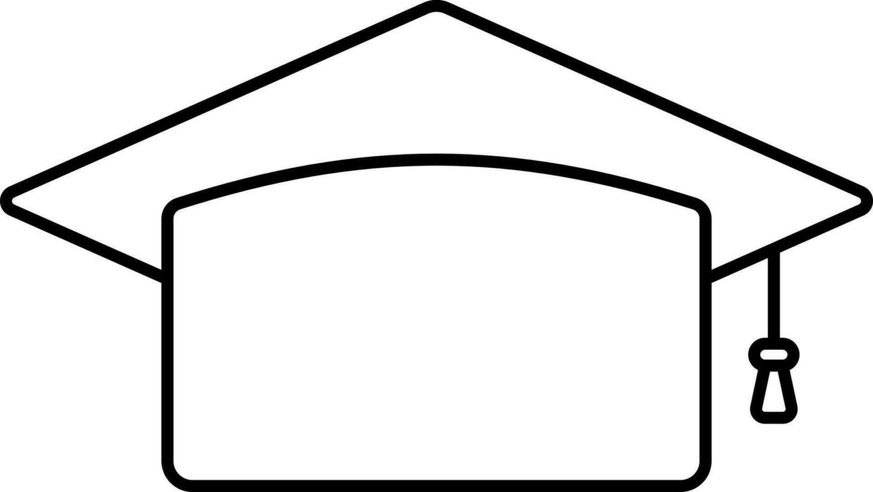 Black Line Art Of Graduation Cap Icon. vector