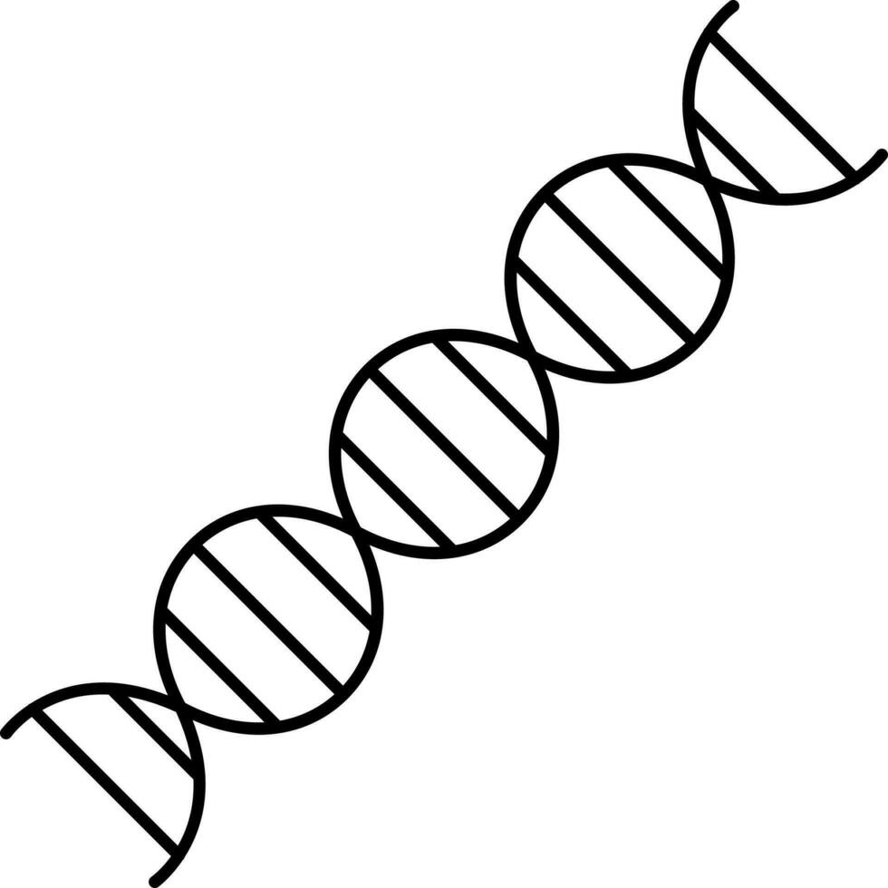 Black Line Art Of Dna Structure Icon. vector