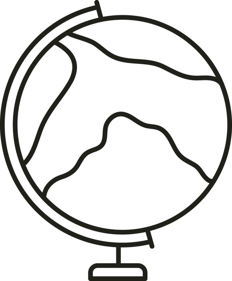 Earth Globe Stand Icon In Linear Style. vector