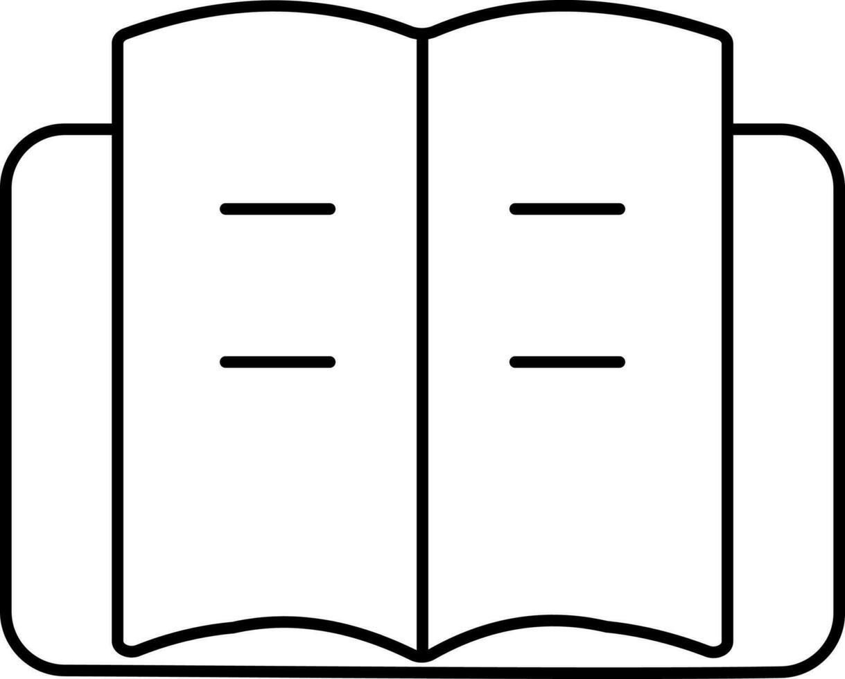 Black Outline Open Book Icon Or Symbol. vector