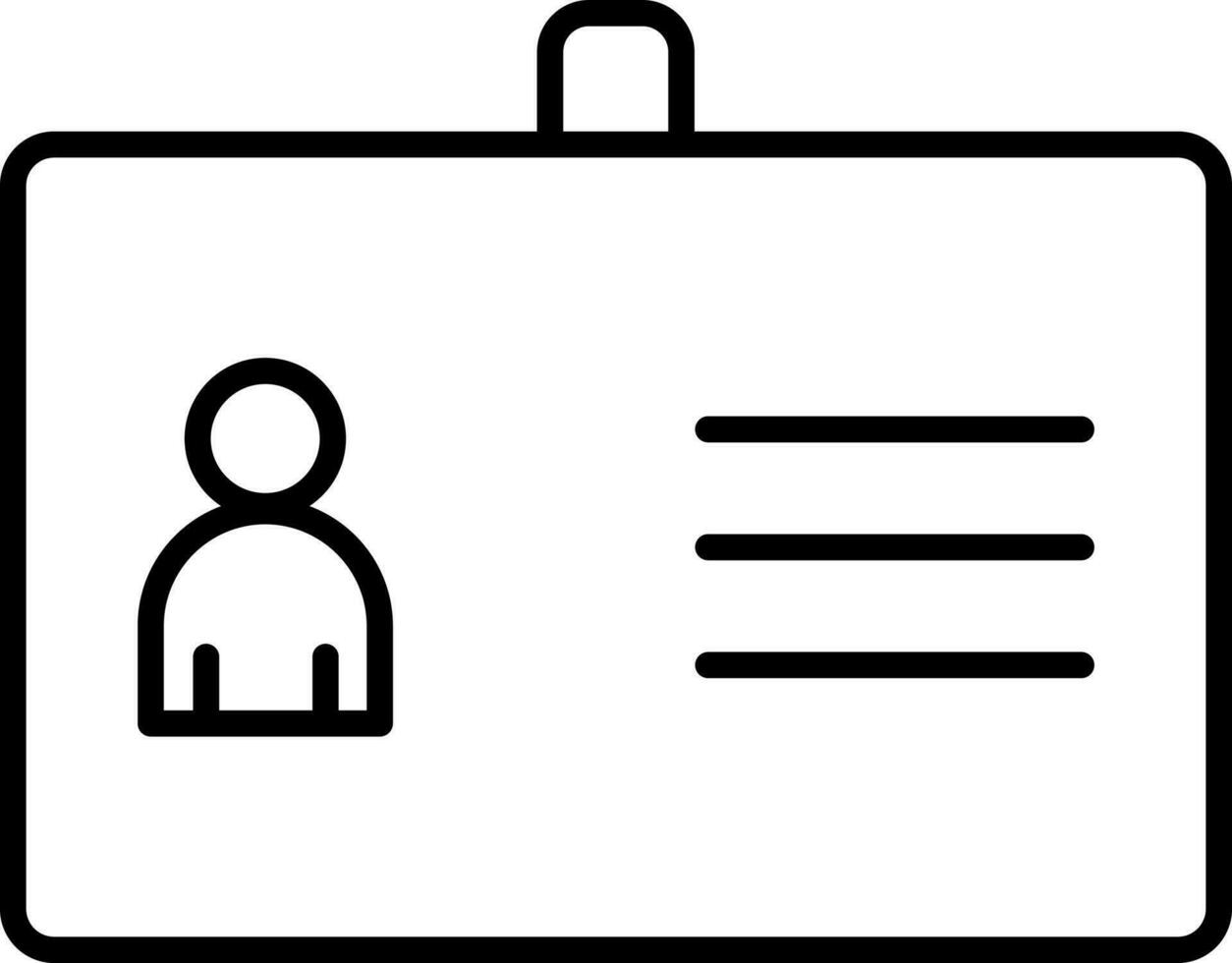 Blank ID Card Icon In Black Outline. vector