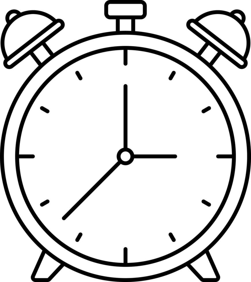Black Line Art Of Alarm Clock Icon. vector