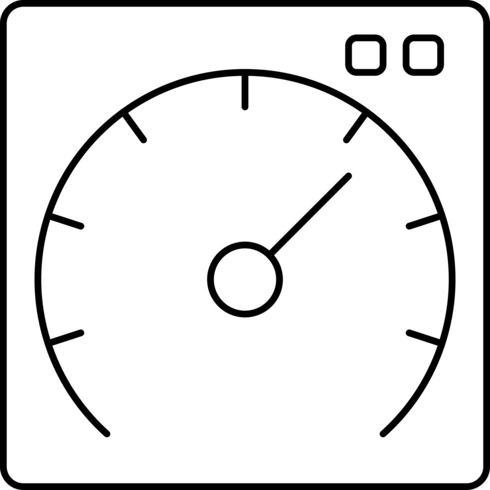 Black Line Art Illustration Of Speedometer Icon. vector