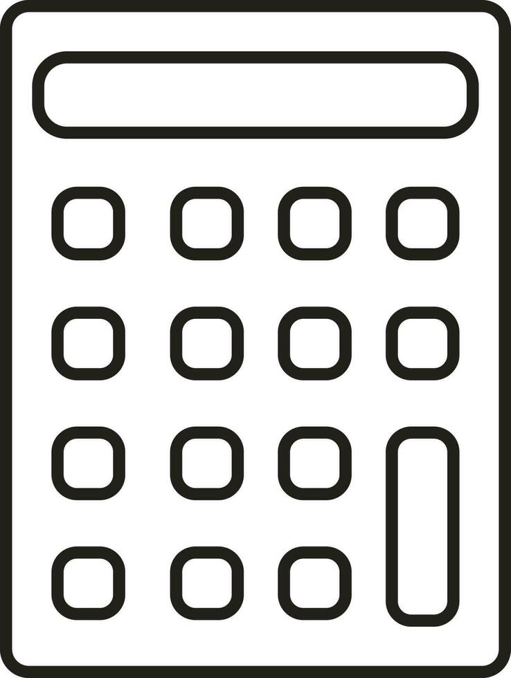 Black Outline Illustration Of Calculator Icon. vector