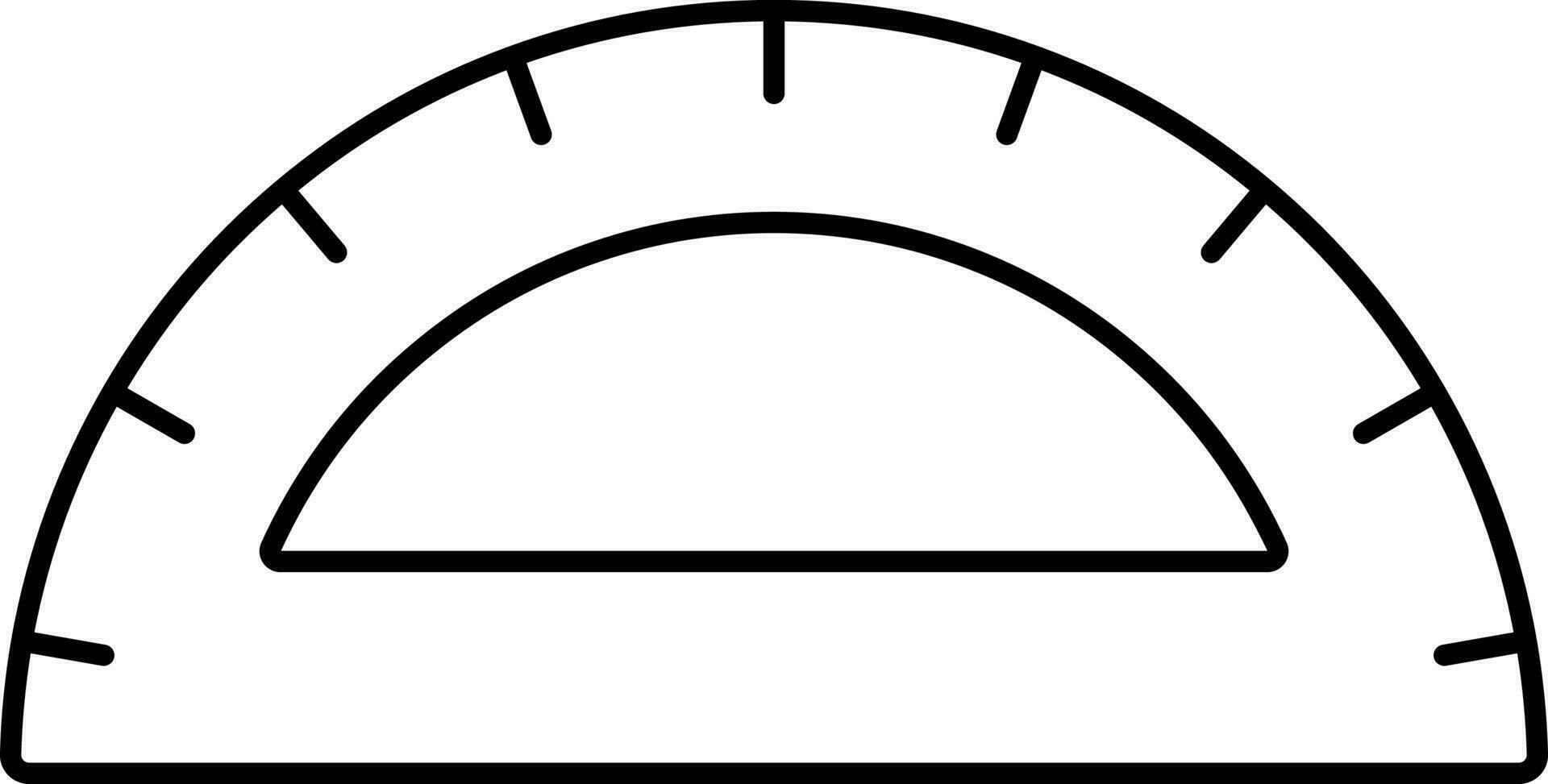 Black Outline Illustration Of Protractor Icon. vector