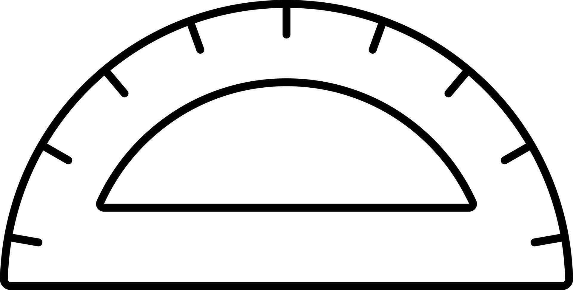 Black Outline Illustration Of Protractor Icon. vector