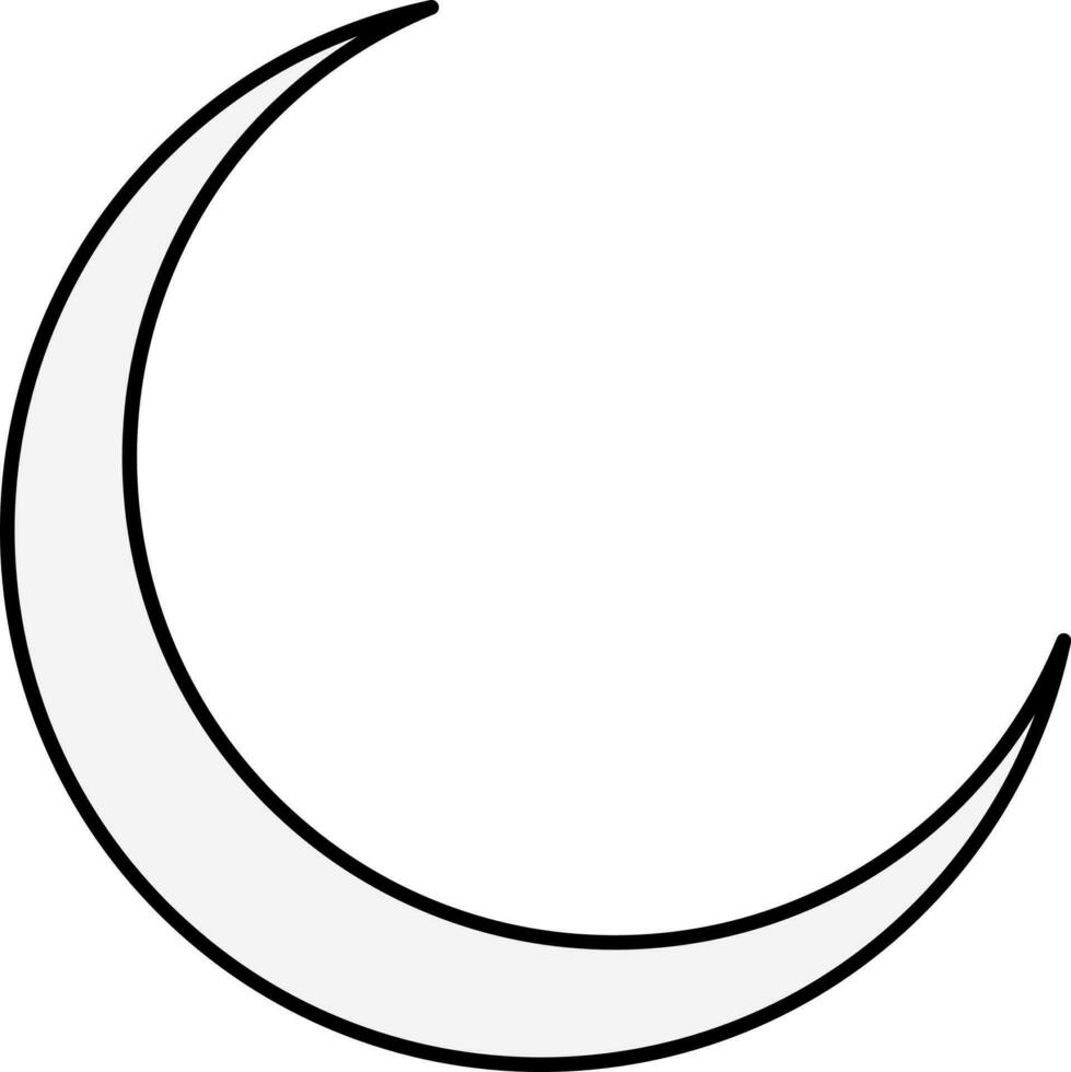 Grey Crescent Moon Flat Icon On White Background. vector