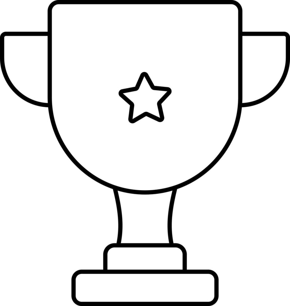 Illustration of Star Trophy Cup Black Outline Icon. vector