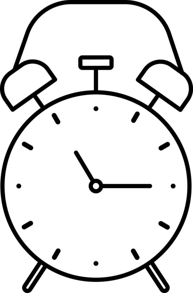 Black Line Art Of Alarm Clock Icon. vector