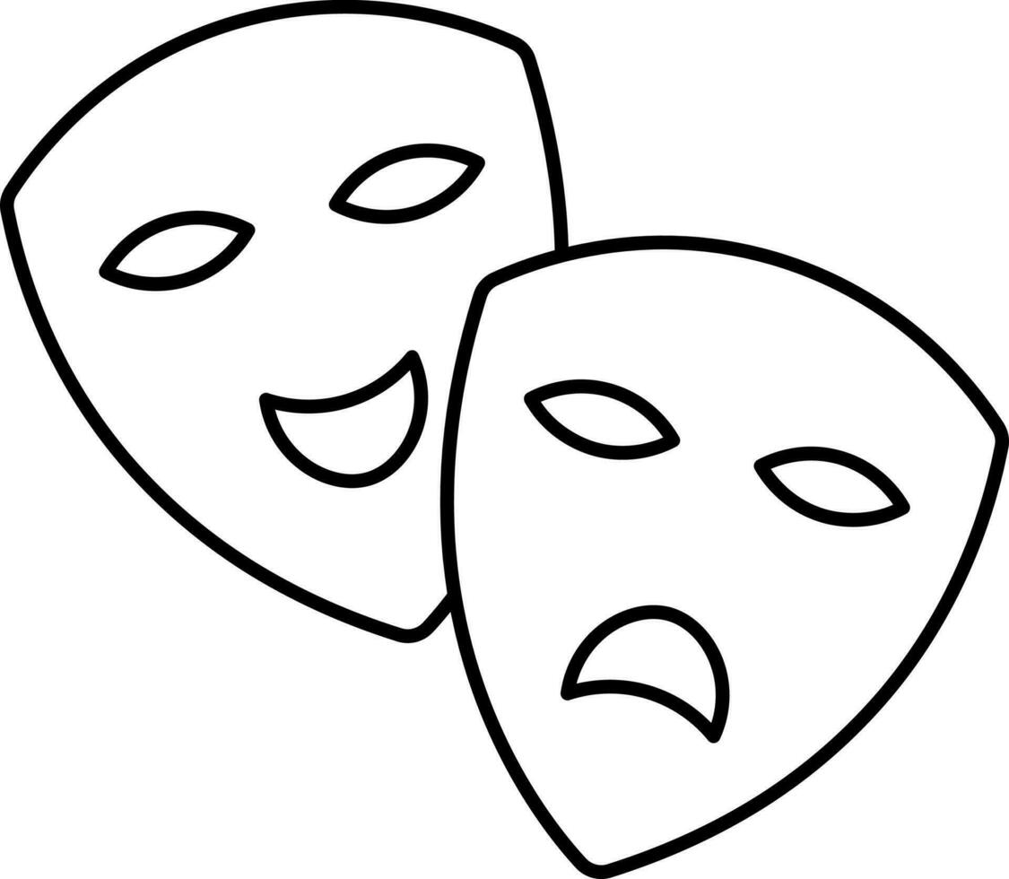 Happy And Sad Face Icon In Line Art. vector