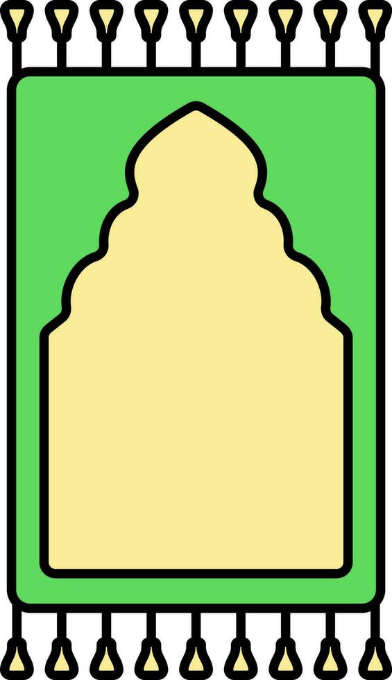 Flat Style Rug Green And Yellow Icon. vector
