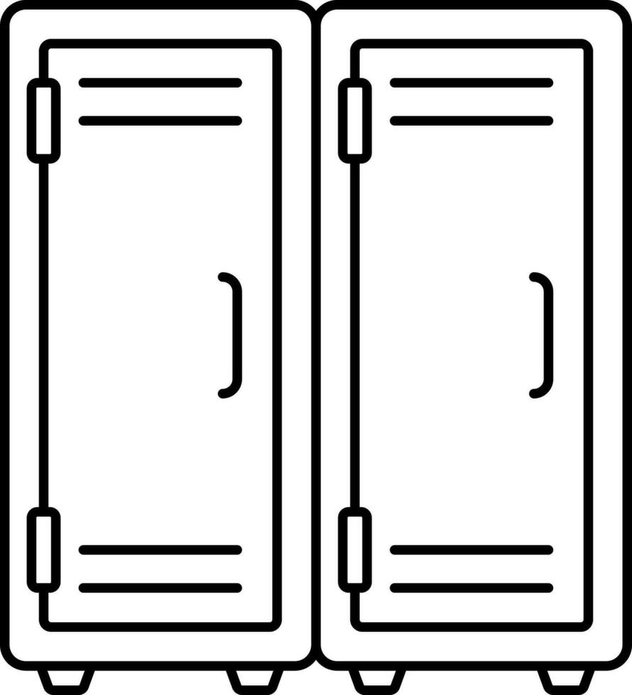 Black Linear Style Locker Cupboard Icon. vector