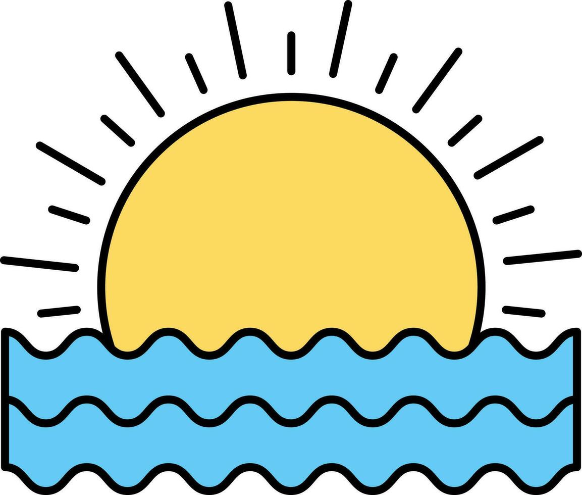 Sun Set Or Sun Rise Icon In Flat Style. vector