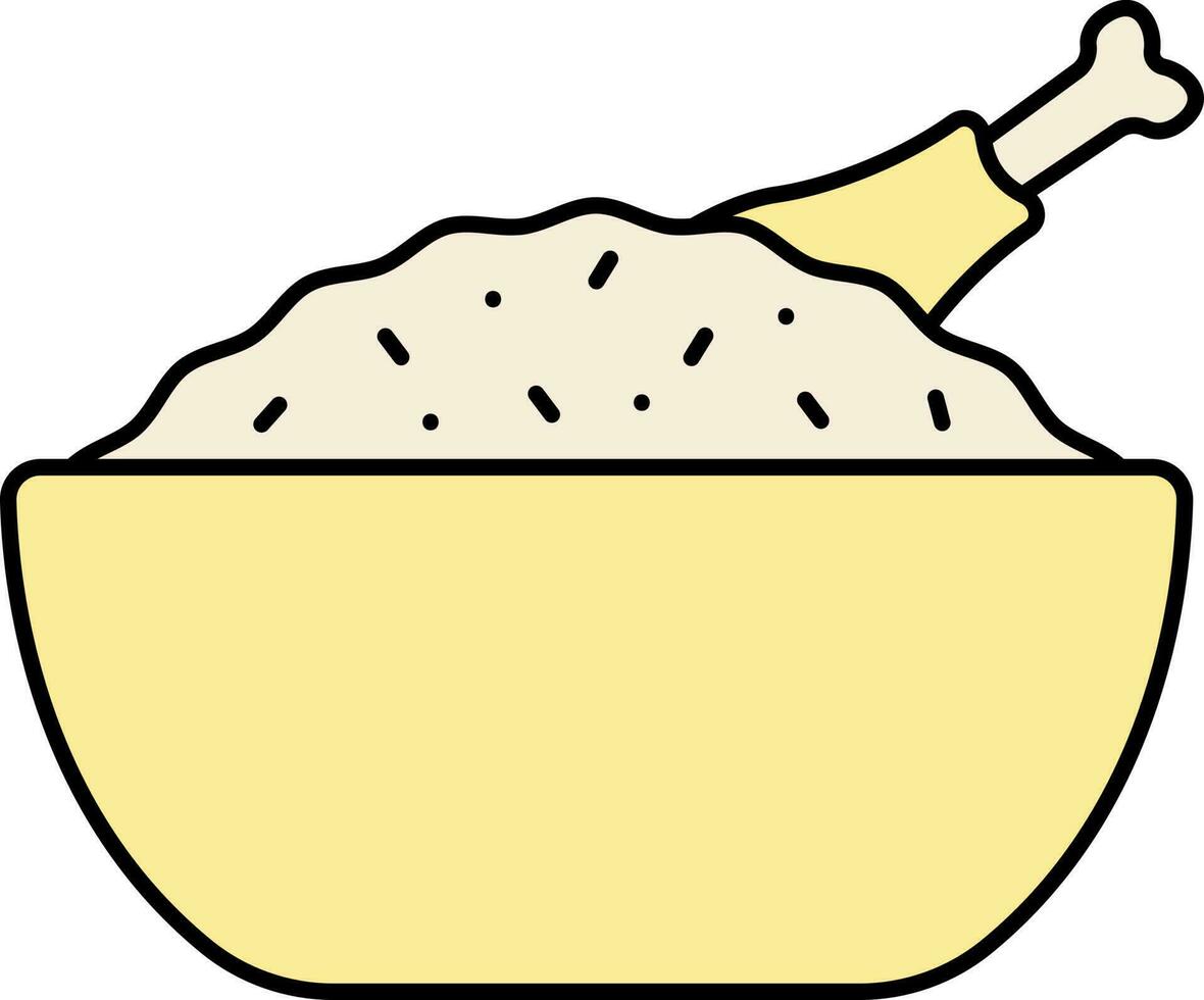 Flat Style Biryani Dish Bowl Icon In Yellow Color. vector