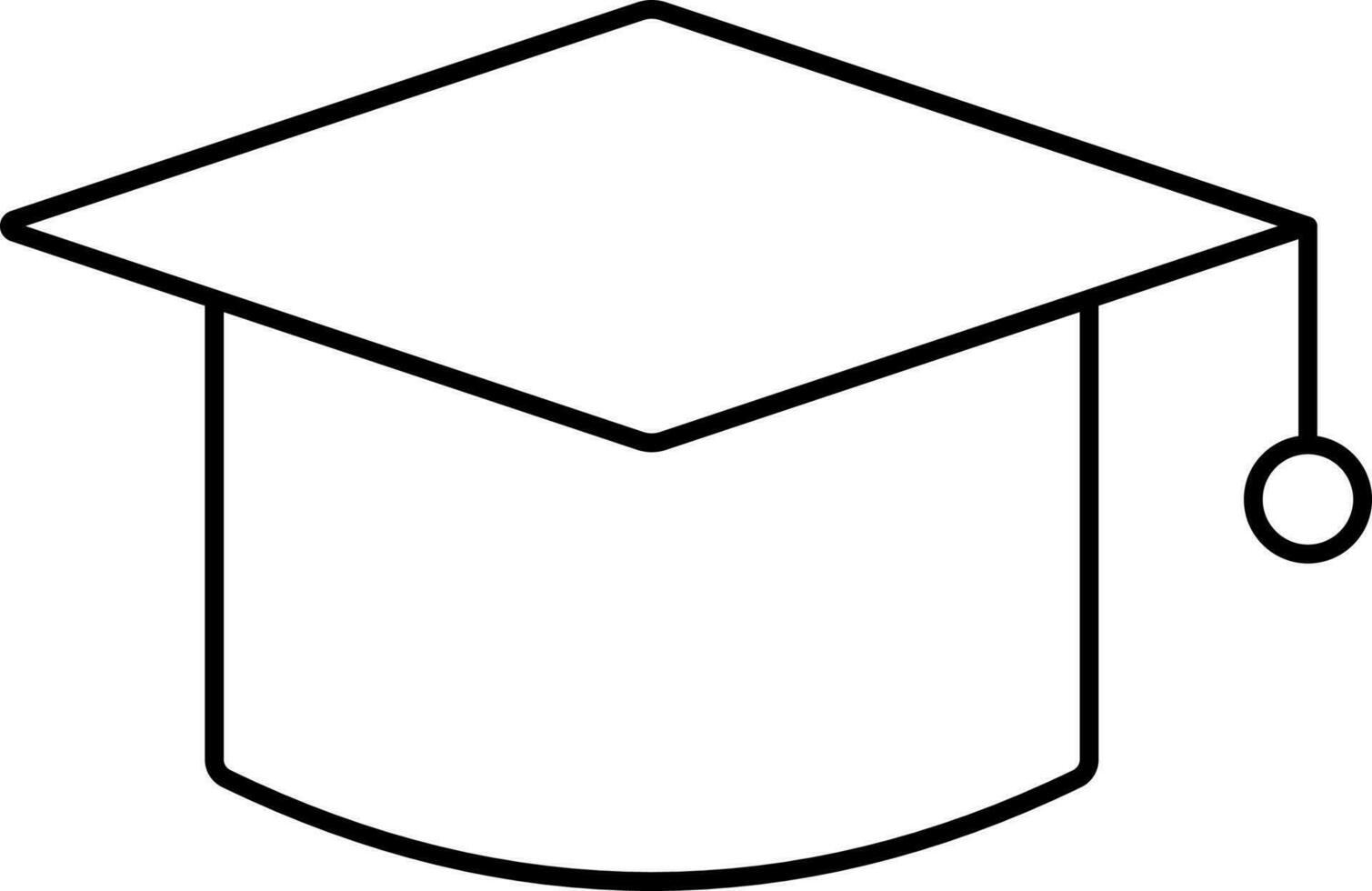 Black Line Art Illustration Of Graduation Cap Icon. vector