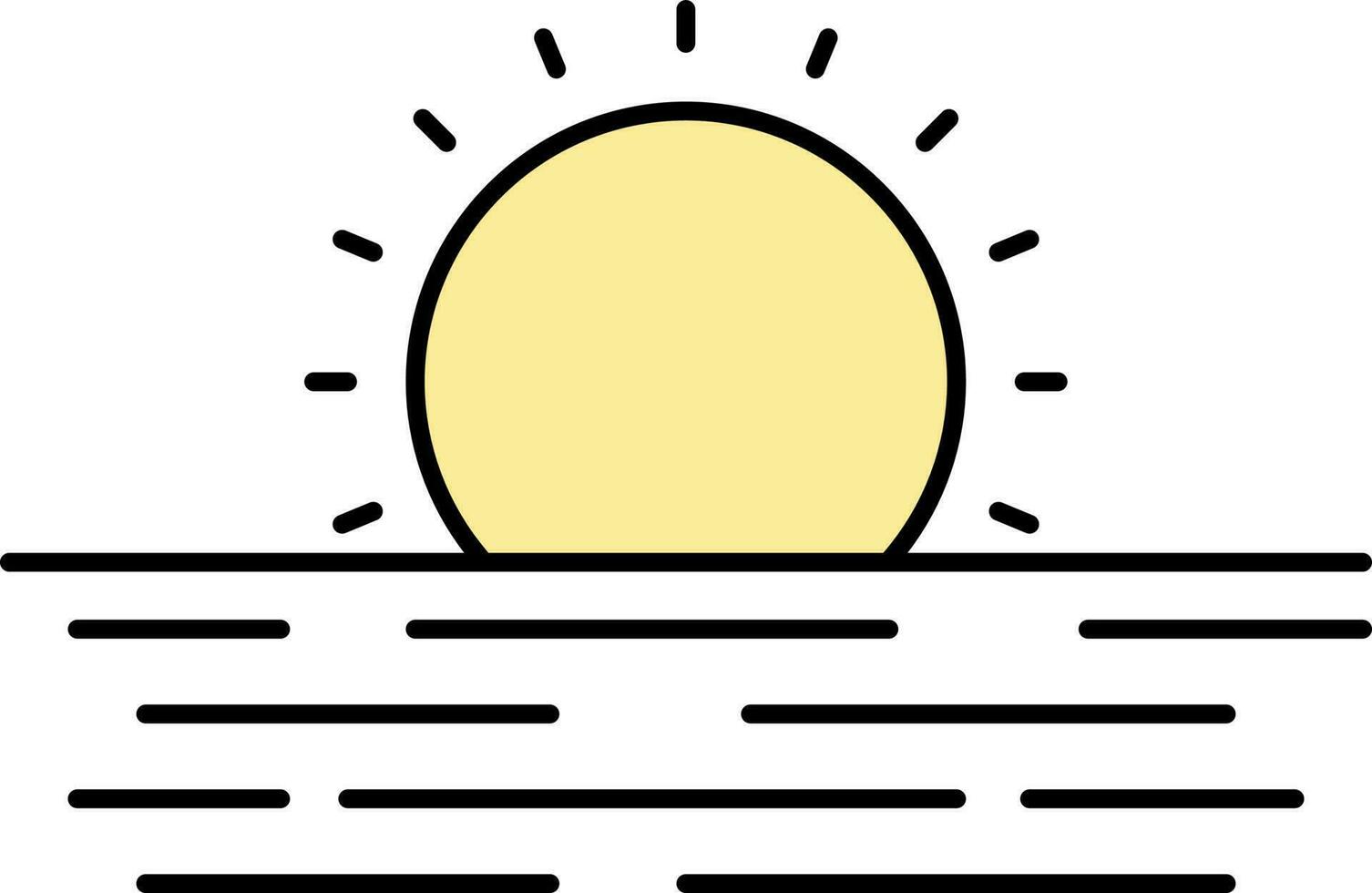 Sun Set Or Sun Rise Icon In Flat Style. vector