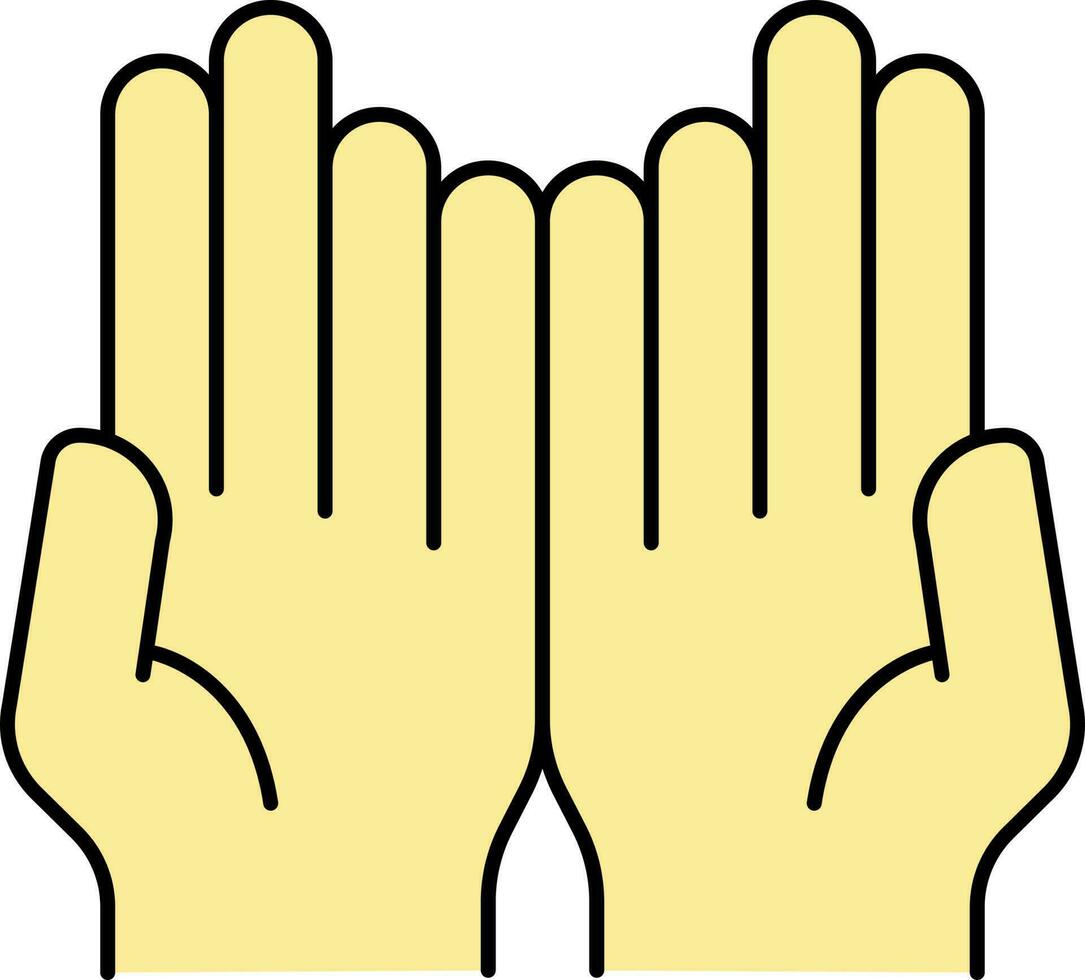 Yellow Prayer Hand Icon Or Symbol. vector