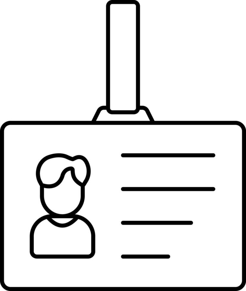 Isolated Male ID Card Icon In Black Outline. vector