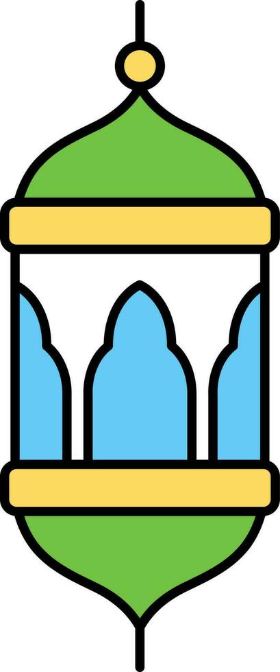 Colorful Arabic Lantern Icon In Flat Style. vector
