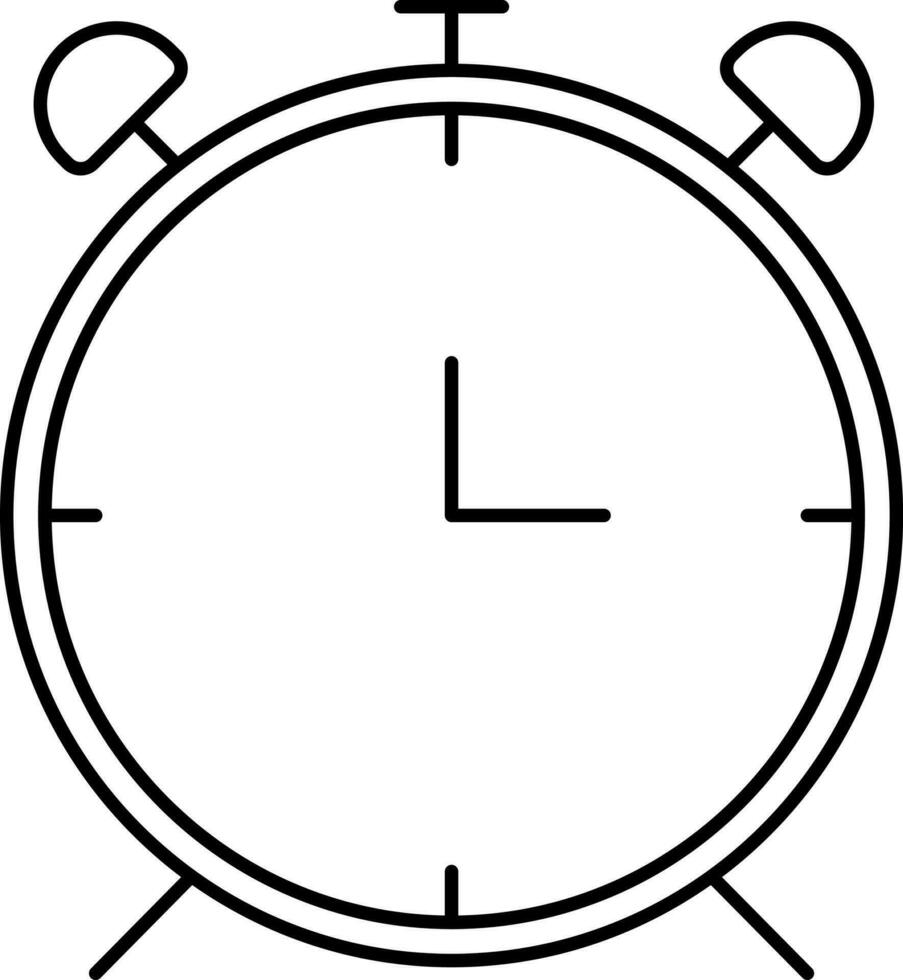 Black Linear Style Alarm Clock Icon. vector