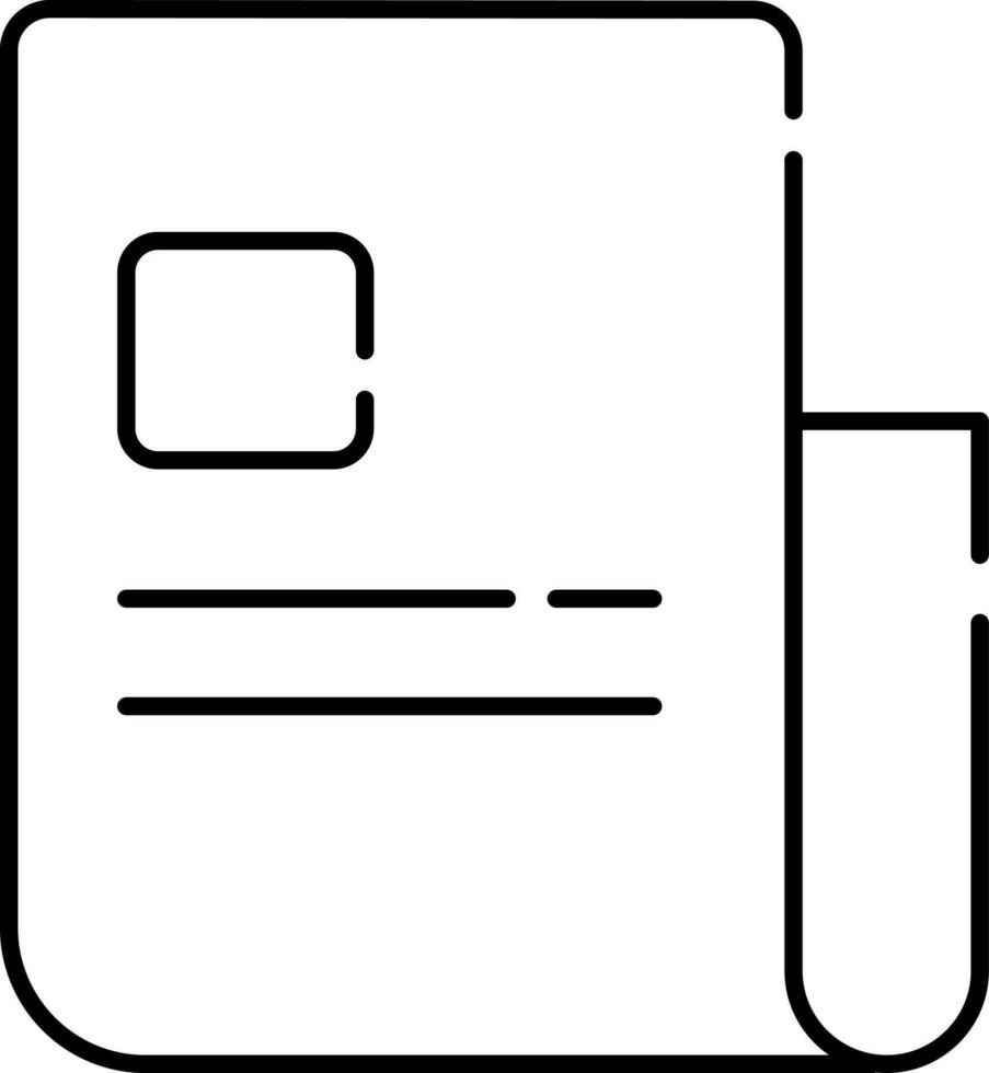 Black Thin Line Art Of News Paper Icon. vector