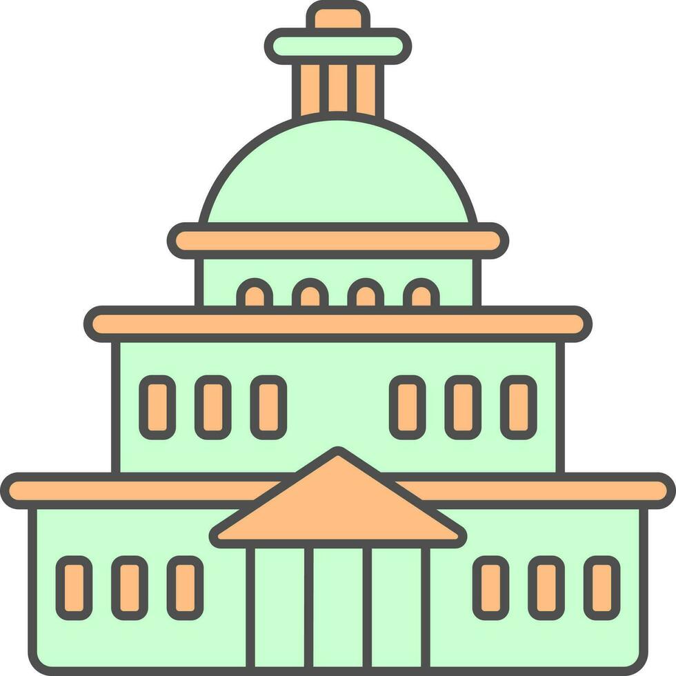 gobierno edificio icono en verde y naranja color. vector