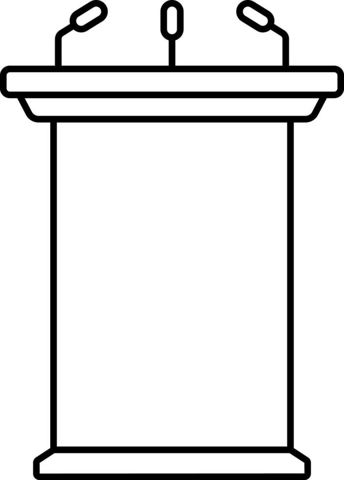 Black Linear Style Three Mic Podium Icon. vector