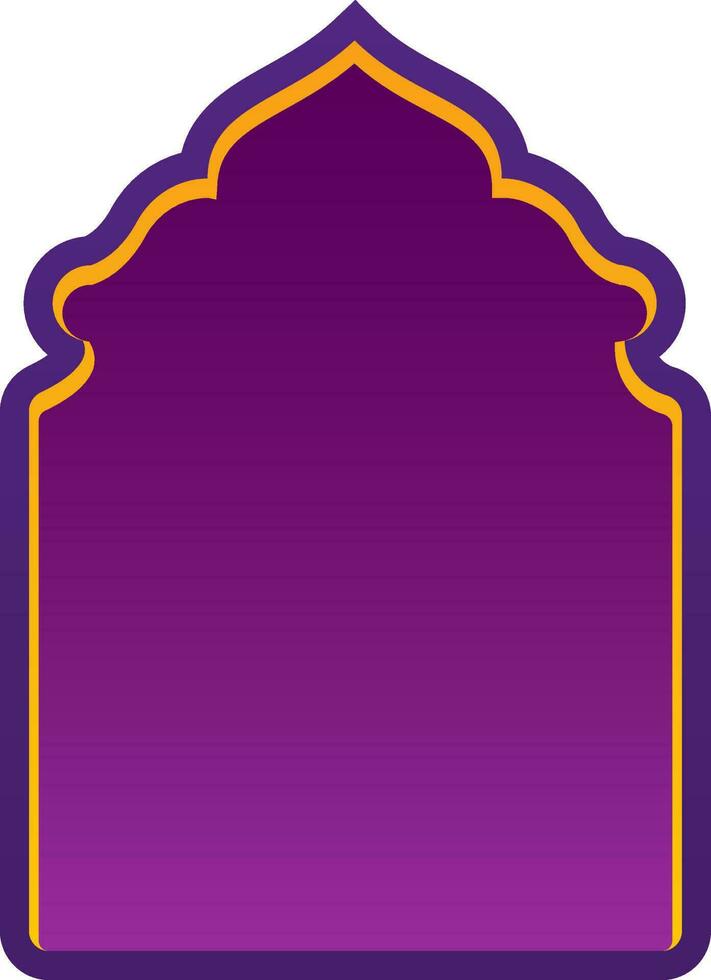 Purple And Orange Beautiful Mosque Door Flat Element. vector