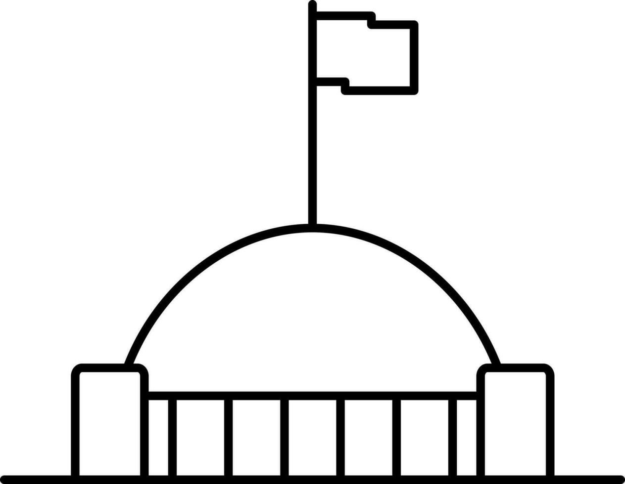 Flag With Parliament House Icon In Linear Style. vector