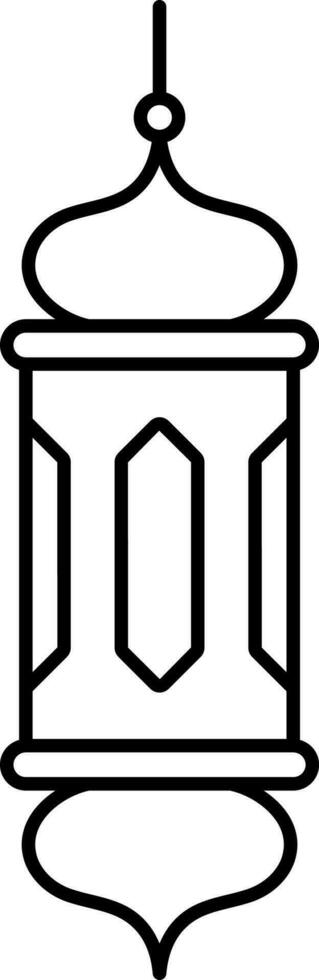 Isolated Arabic Lantern Hang Icon In Black Outline. vector