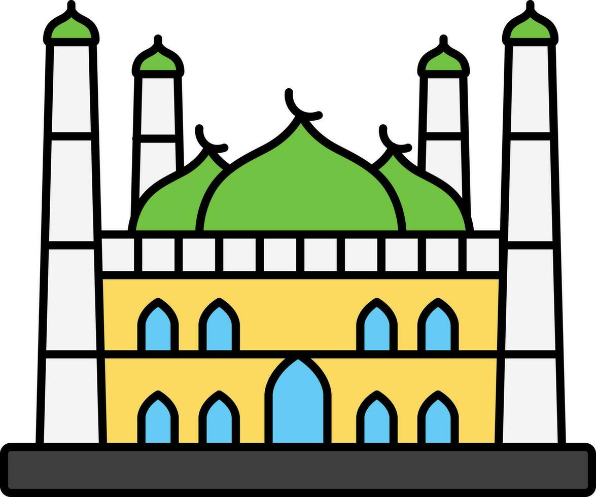 Colorful Mosque Flat Icon Or Symbol. vector