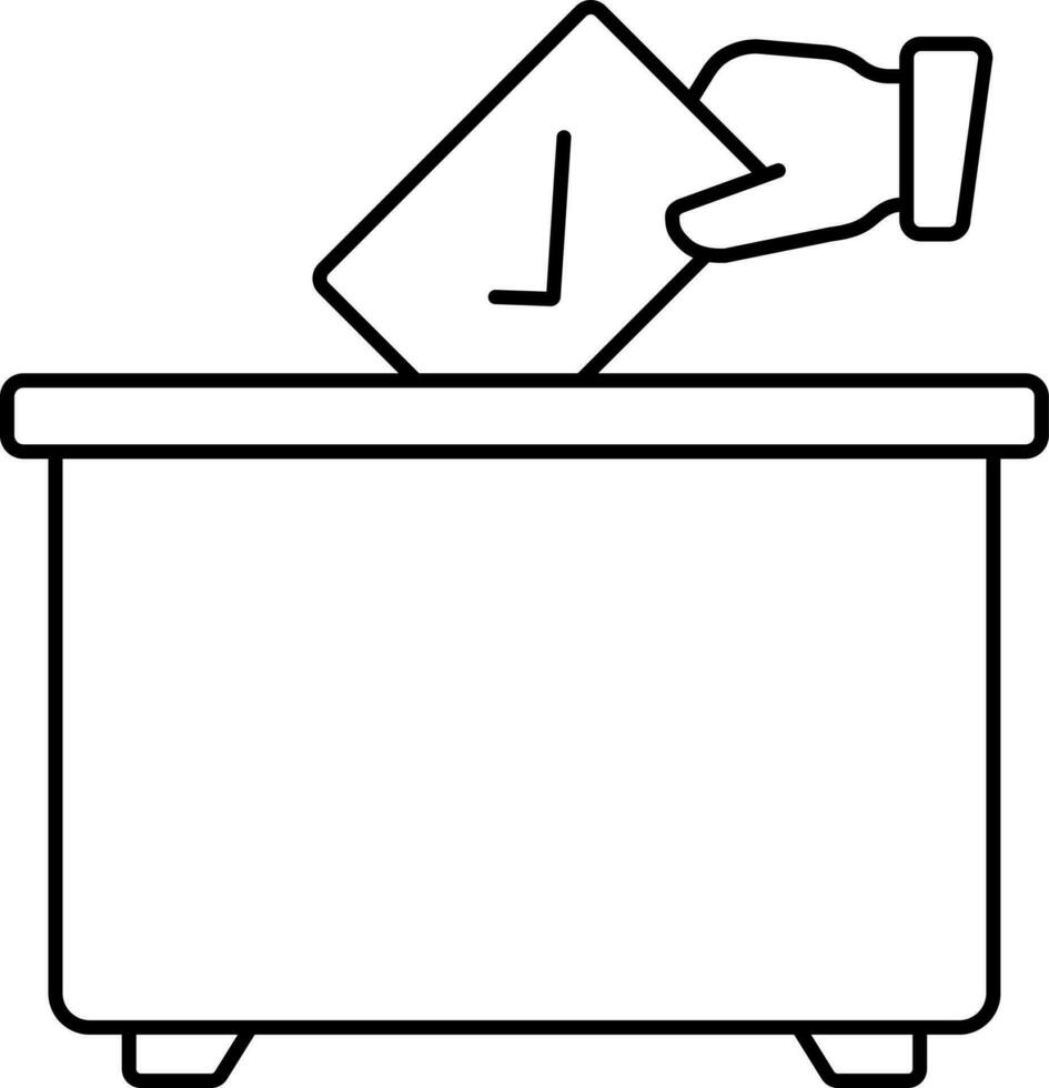 Paper Folding Hands In Balloting Box For Voting Line Art Icon. vector