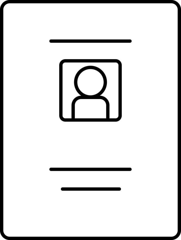 Black Outline Illustration Of Id Card Icon. vector