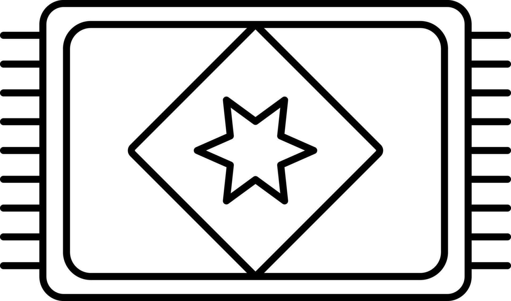 Square Frame With Star Print Rug Icon In Line Art. vector