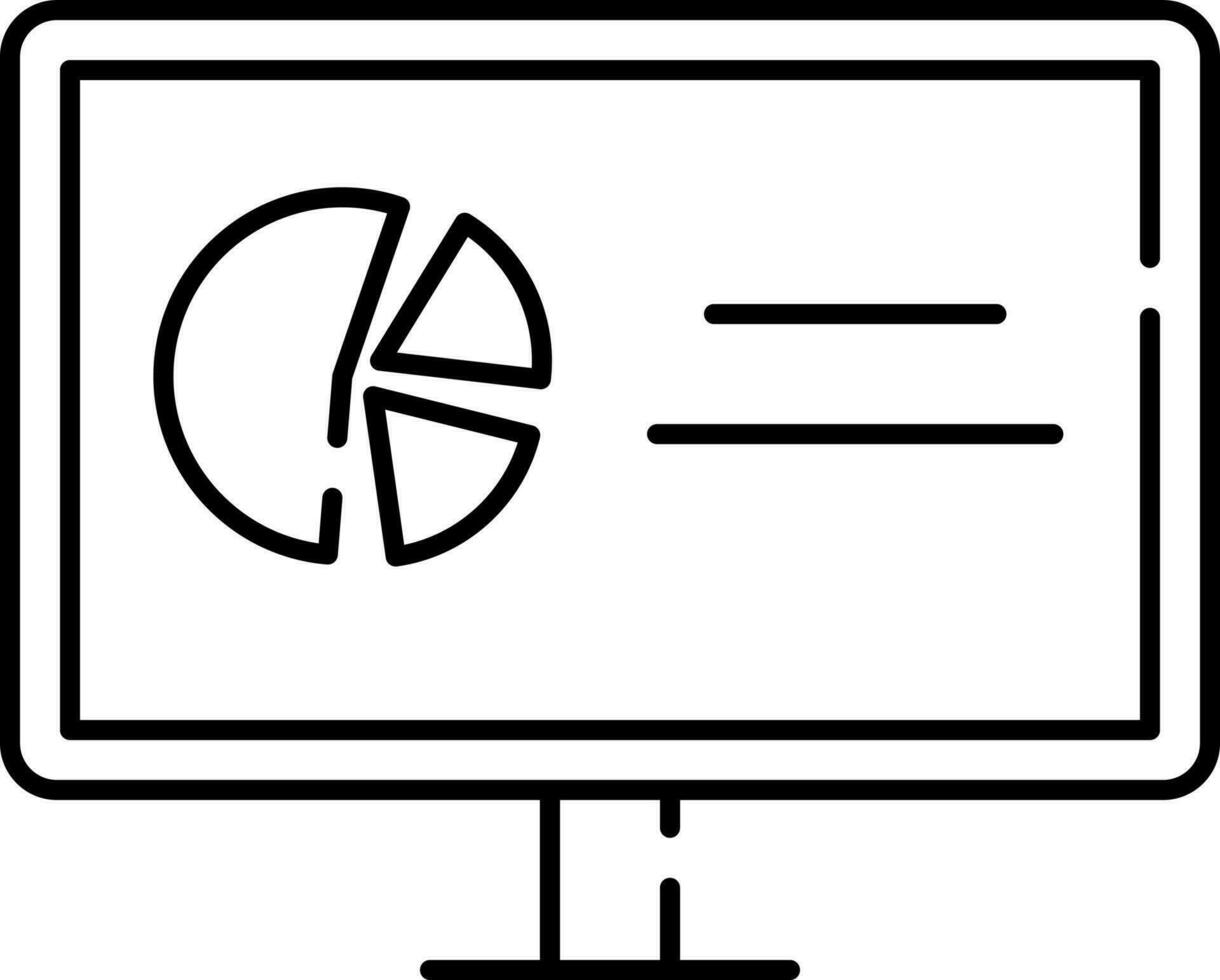 Three Level Pie Chart In Computer Screen Outline Icon. vector