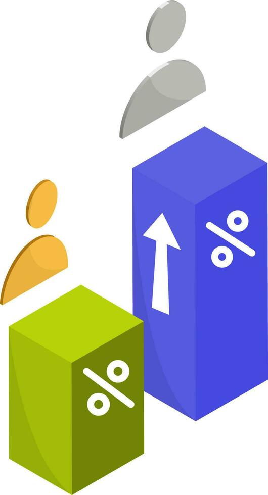 Candidate Percentage Graph Icon Or Symbol In 3D Style. vector