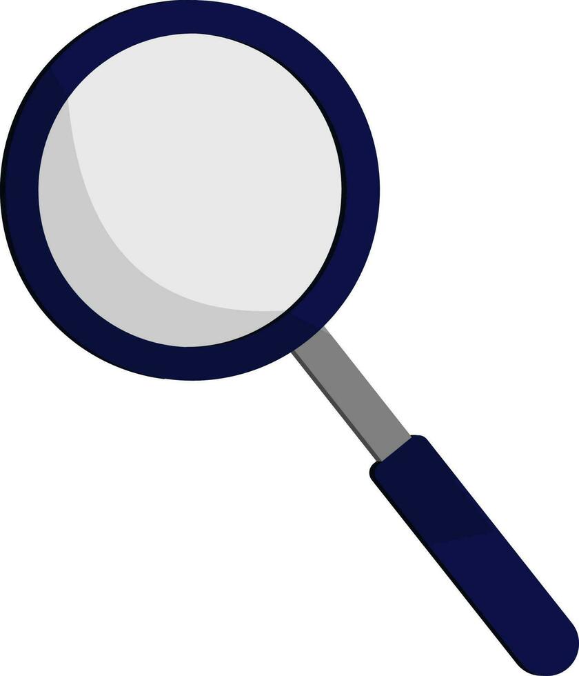Blue And Grey Magnifying Glass Icon In 3D Style. vector