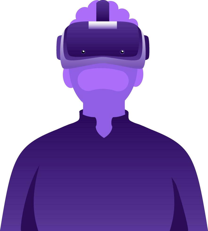 Purple Virtual Man Stand On White Background. vector