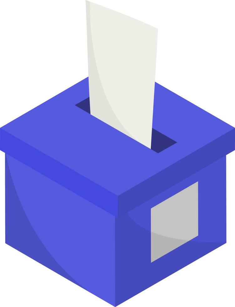 aislado púrpura votación caja con papel icono en 3d estilo. vector