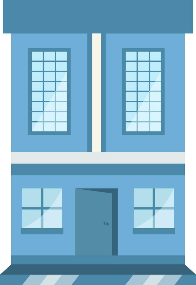 Beautiful Smart Building Blue Element In Flat Style. vector