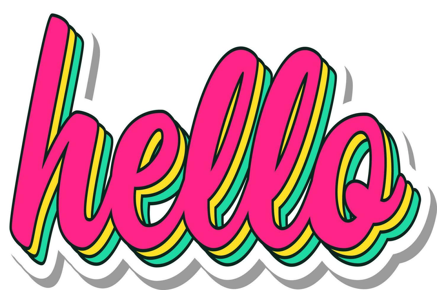 Sticker Style Hello Font Against White Background. vector
